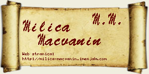 Milica Mačvanin vizit kartica